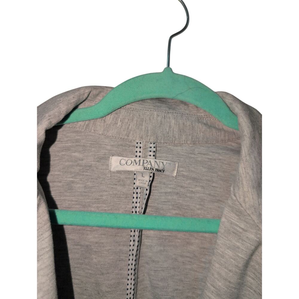 Ellen Tracy Gray Sweatshirt Jacket with Blue Trim Size Large - Picture 3 of 4